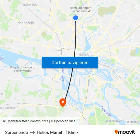 Spreenende to Helios Mariahilf Klinik map