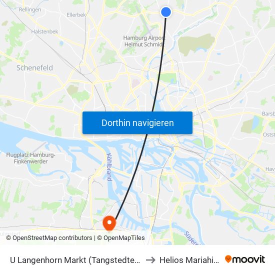 U Langenhorn Markt (Tangstedter Landstraße) to Helios Mariahilf Klinik map