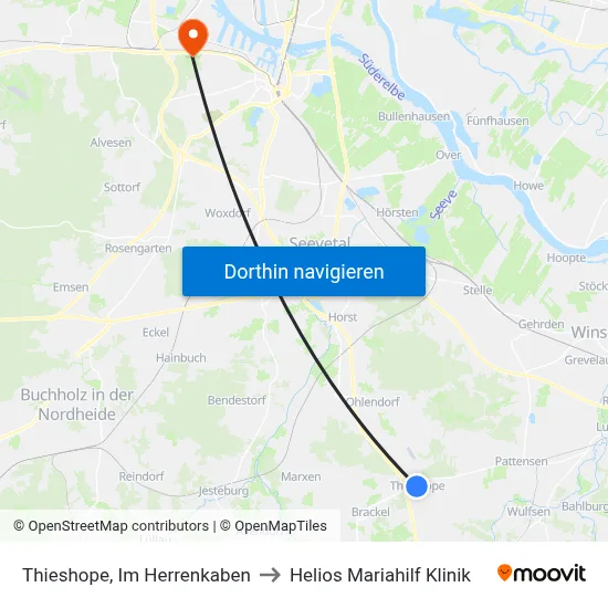 Thieshope, Im Herrenkaben to Helios Mariahilf Klinik map