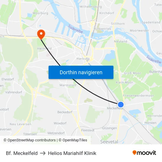 Bf. Meckelfeld to Helios Mariahilf Klinik map