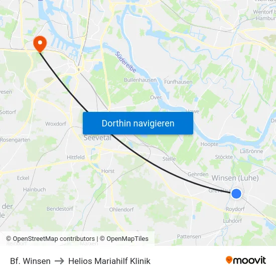 Bf. Winsen to Helios Mariahilf Klinik map