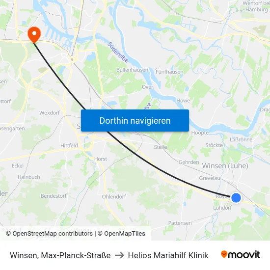 Winsen, Max-Planck-Straße to Helios Mariahilf Klinik map