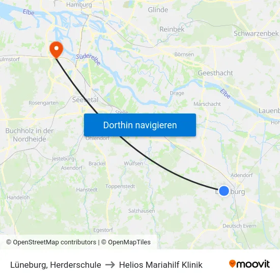 Lüneburg, Herderschule to Helios Mariahilf Klinik map