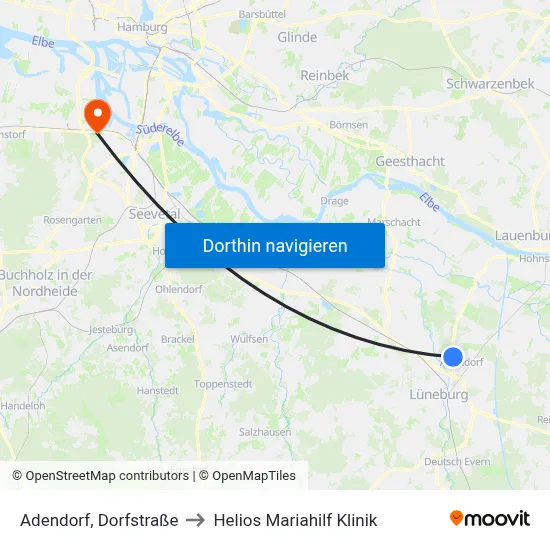 Adendorf, Dorfstraße to Helios Mariahilf Klinik map