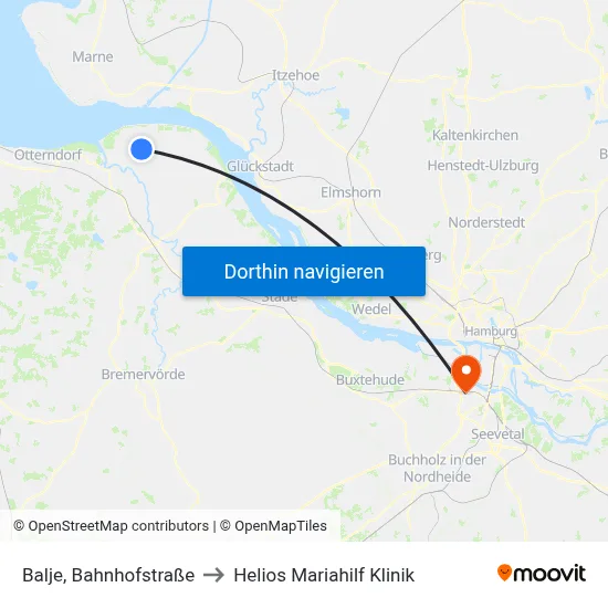 Balje, Bahnhofstraße to Helios Mariahilf Klinik map