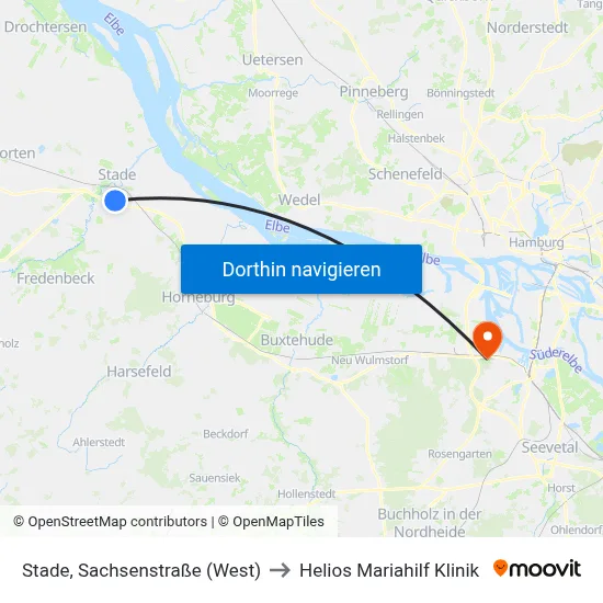 Stade, Sachsenstraße (West) to Helios Mariahilf Klinik map