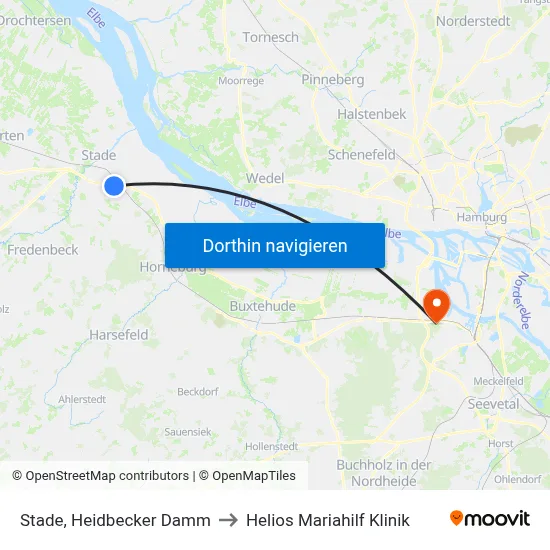 Stade, Heidbecker Damm to Helios Mariahilf Klinik map