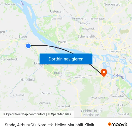 Stade, Airbus/Cfk Nord to Helios Mariahilf Klinik map