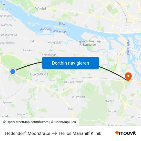 Hedendorf, Moorstraße to Helios Mariahilf Klinik map