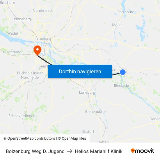 Boizenburg Weg D. Jugend to Helios Mariahilf Klinik map