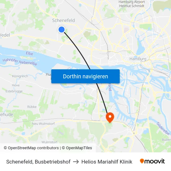 Schenefeld, Busbetriebshof to Helios Mariahilf Klinik map