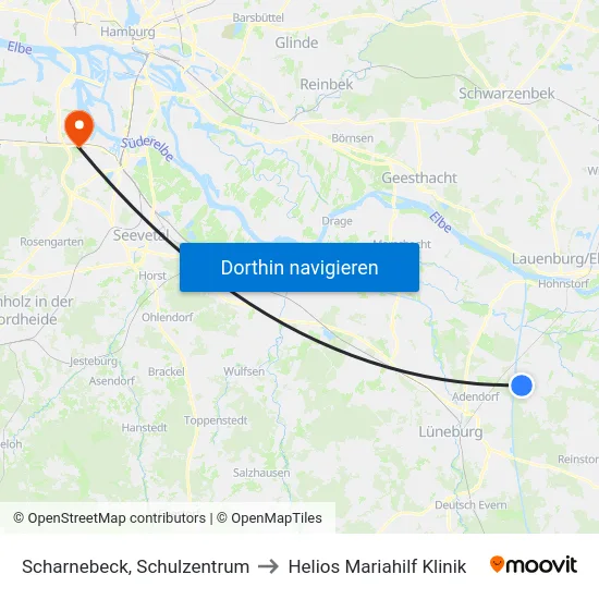 Scharnebeck, Schulzentrum to Helios Mariahilf Klinik map