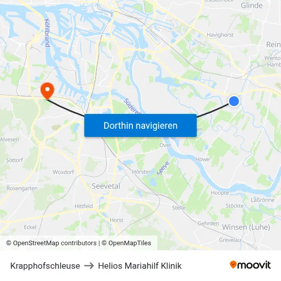 Krapphofschleuse to Helios Mariahilf Klinik map