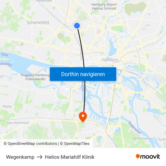 Wegenkamp to Helios Mariahilf Klinik map