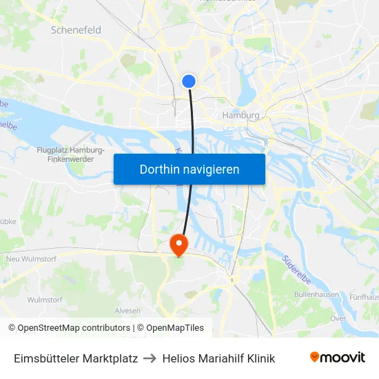 Eimsbütteler Marktplatz to Helios Mariahilf Klinik map
