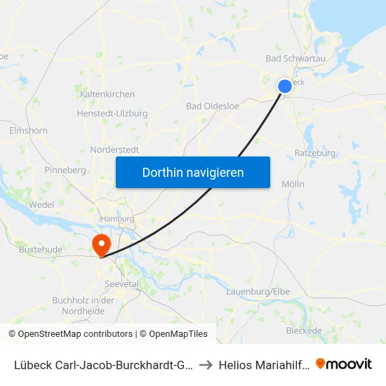 Lübeck Carl-Jacob-Burckhardt-Gymnasium to Helios Mariahilf Klinik map