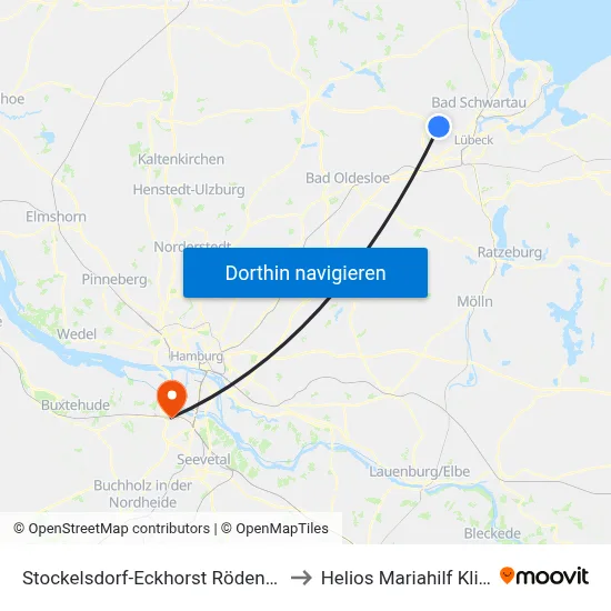 Stockelsdorf-Eckhorst Rödenweg to Helios Mariahilf Klinik map