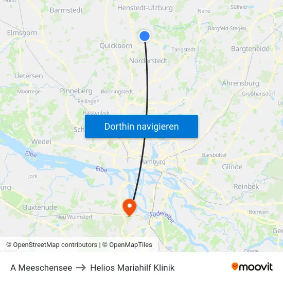 A Meeschensee to Helios Mariahilf Klinik map