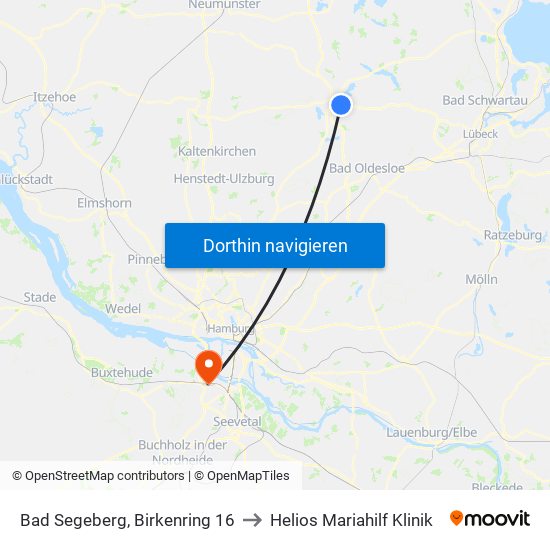 Bad Segeberg, Birkenring 16 to Helios Mariahilf Klinik map