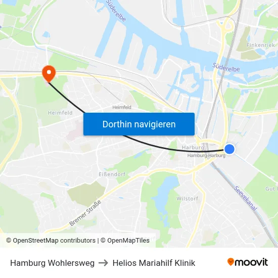 Hamburg Wohlersweg to Helios Mariahilf Klinik map
