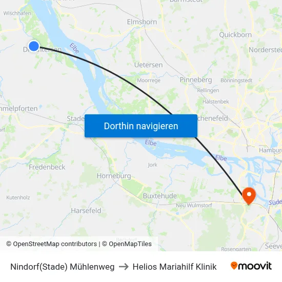 Nindorf(Stade) Mühlenweg to Helios Mariahilf Klinik map