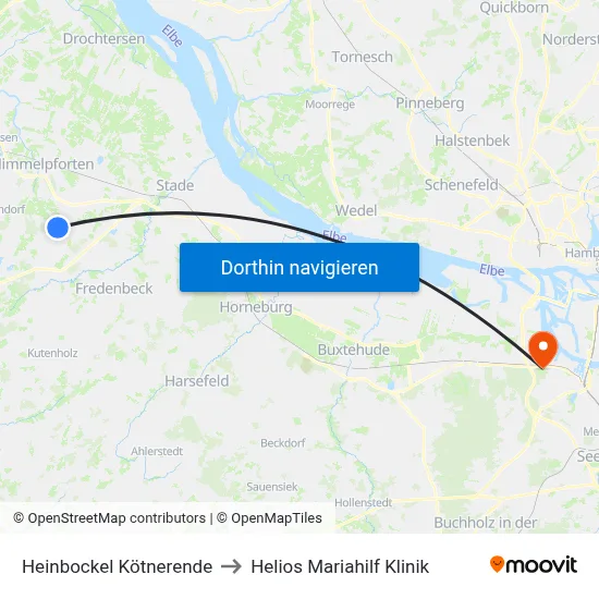 Heinbockel Kötnerende to Helios Mariahilf Klinik map