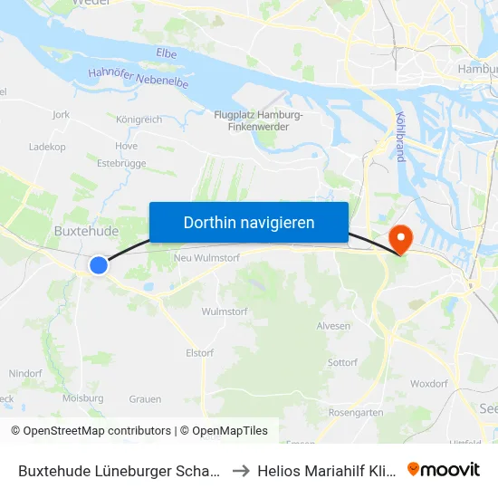 Buxtehude Lüneburger Schanze to Helios Mariahilf Klinik map