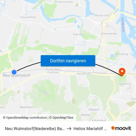 Neu Wulmstorf(Niederelbe) Bahnhof to Helios Mariahilf Klinik map