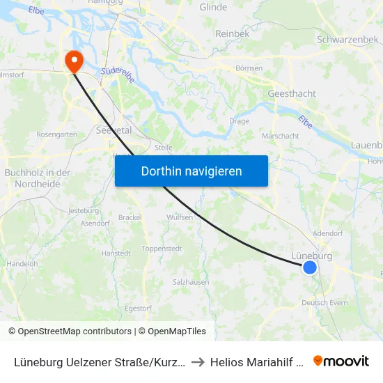 Lüneburg Uelzener Straße/Kurzentrum to Helios Mariahilf Klinik map