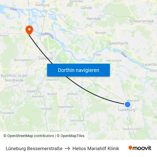 Lüneburg Bessemerstraße to Helios Mariahilf Klinik map
