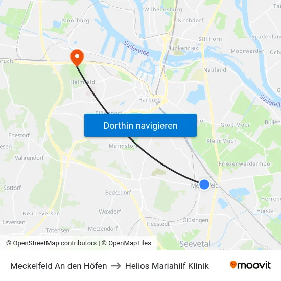 Meckelfeld An den Höfen to Helios Mariahilf Klinik map