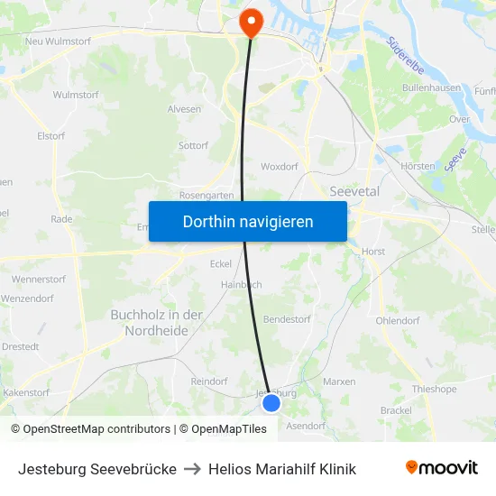 Jesteburg Seevebrücke to Helios Mariahilf Klinik map