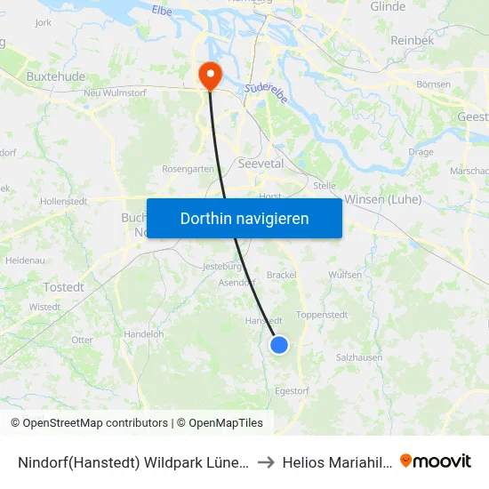 Nindorf(Hanstedt) Wildpark Lüneburger Heide to Helios Mariahilf Klinik map