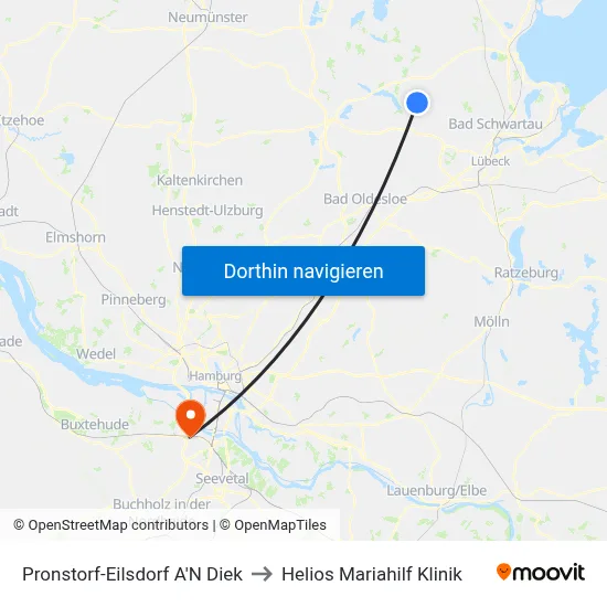 Pronstorf-Eilsdorf A'N Diek to Helios Mariahilf Klinik map