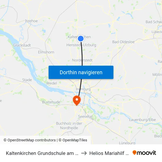 Kaltenkirchen Grundschule am Lakweg to Helios Mariahilf Klinik map