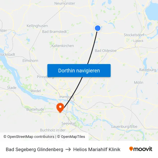 Bad Segeberg Glindenberg to Helios Mariahilf Klinik map