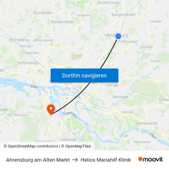 Ahrensburg am Alten Markt to Helios Mariahilf Klinik map