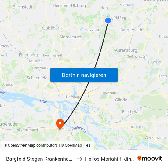 Bargfeld-Stegen Krankenhaus to Helios Mariahilf Klinik map