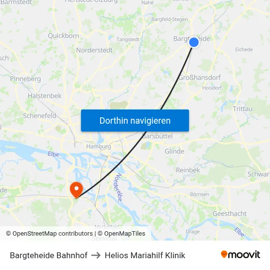 Bargteheide Bahnhof to Helios Mariahilf Klinik map
