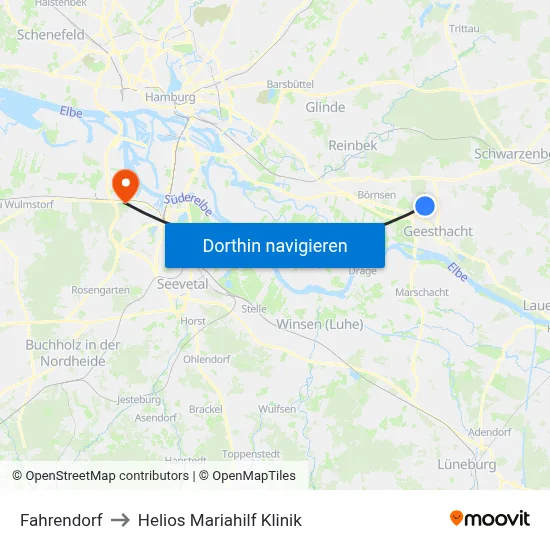 Fahrendorf to Helios Mariahilf Klinik map