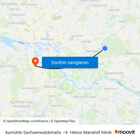 Aumühle Sachsenwaldstraße to Helios Mariahilf Klinik map