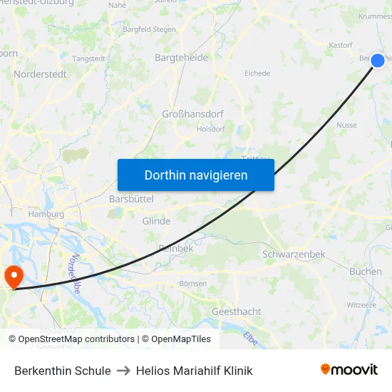 Berkenthin Schule to Helios Mariahilf Klinik map