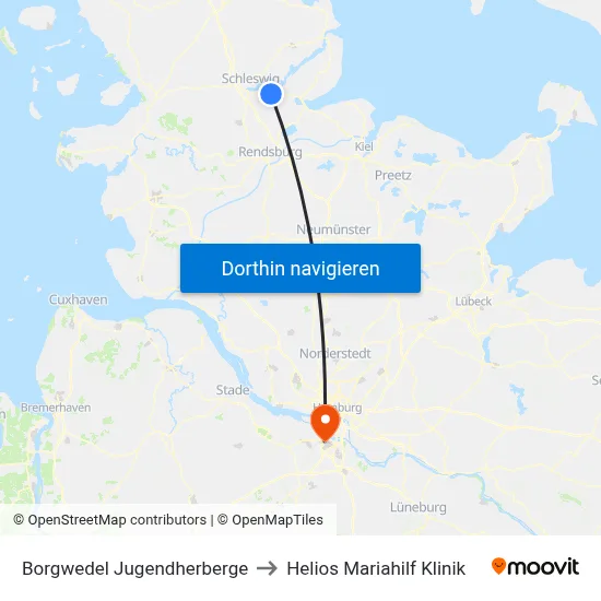 Borgwedel Jugendherberge to Helios Mariahilf Klinik map