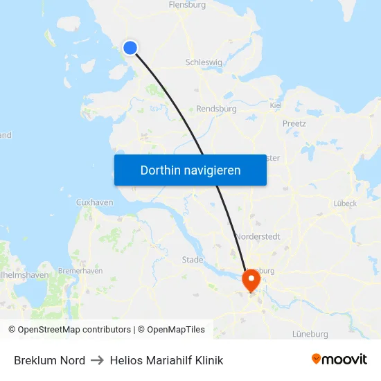 Breklum Nord to Helios Mariahilf Klinik map