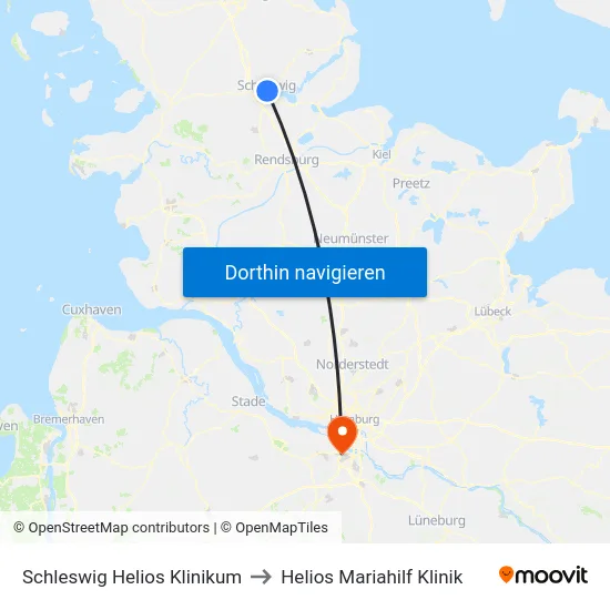 Schleswig Helios Klinikum to Helios Mariahilf Klinik map