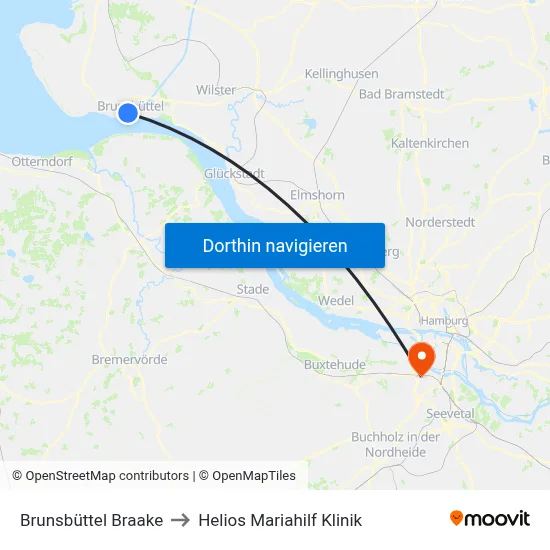 Brunsbüttel Braake to Helios Mariahilf Klinik map