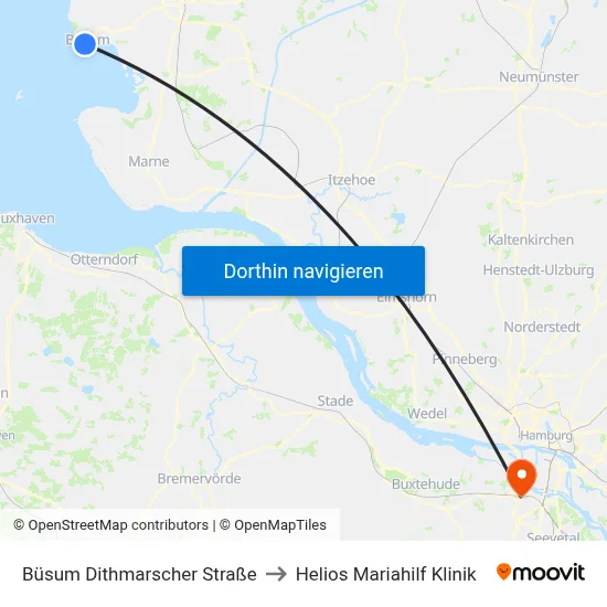 Büsum Dithmarscher Straße to Helios Mariahilf Klinik map
