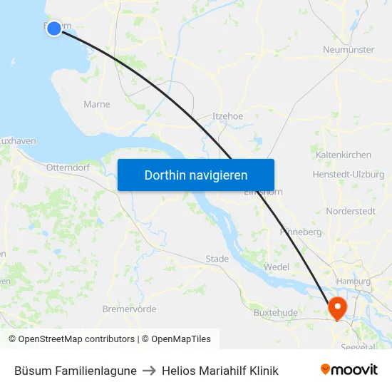 Büsum Familienlagune to Helios Mariahilf Klinik map