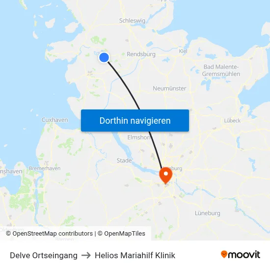 Delve Ortseingang to Helios Mariahilf Klinik map