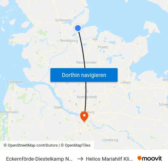 Eckernförde-Diestelkamp Nord to Helios Mariahilf Klinik map